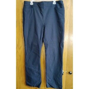 Chicos Sz 16R 3R Pants Pull On Navy Blue L30" Pockets Rayon Blend Career
